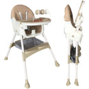 Silla Comer Comedor 3 En 1 Reclinable Plegable Para Bebé Color Marrón Claro