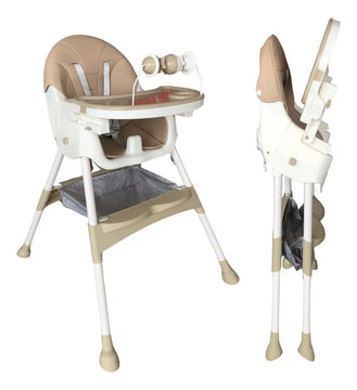 Silla Comer Comedor 3 En 1 Reclinable Plegable Para Bebé Color Marrón Claro