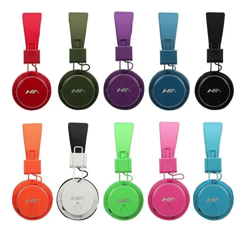 Diadema Audifonos Nia Fm Sd Auxiliar Inalambricos Bluetooth Negro
