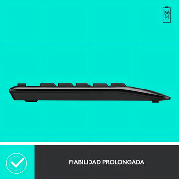 Combo Inalámbrico Logitech Mk345 + Alfombrilla Xl (80x30cm) Mouse Negro Teclado Negro