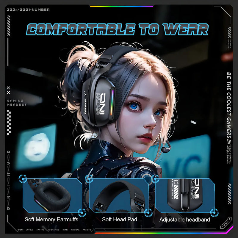 Audífonos Gamer Onikuma Gt808 Tri-mode Compatible Ps5 Color Negro