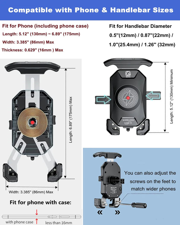 Brcovan - Soporte Para Telfono De Motocicleta Con Cargador I