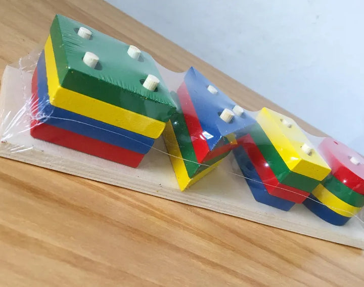 Juego Apilable Figura Geométrica Aprendizaje Montessori Madera Didácticos Niños