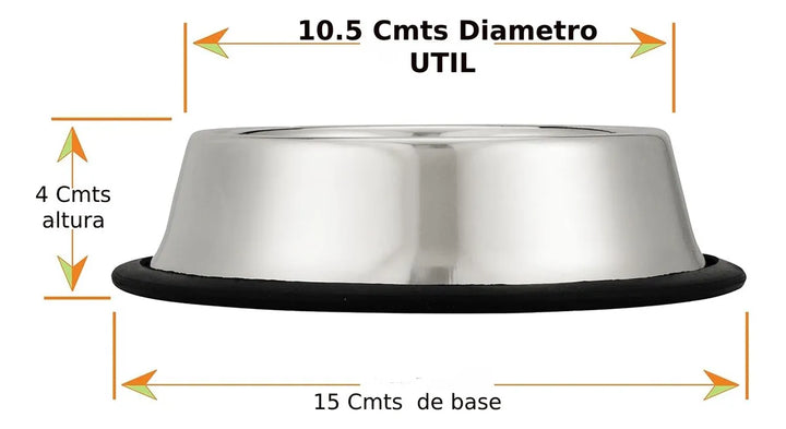 Plato Comedero Gato / Perro Acero Inox. 10 Cmts Diametro Plateado