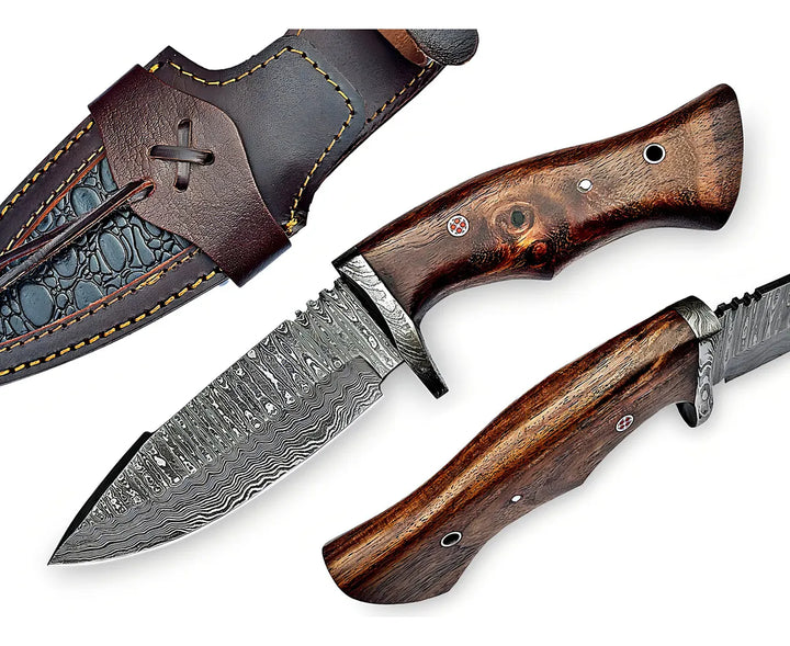 Ejoy Outdoors Cuchillo De Caza De Damasco Hecho A Mano, Cuch