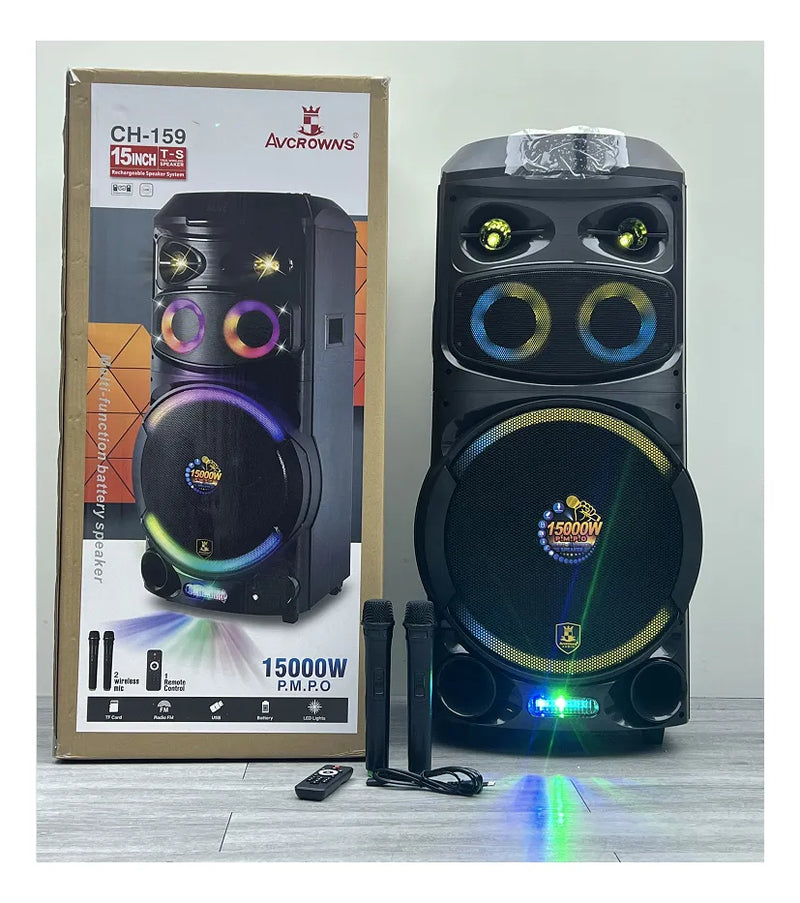 Parlante Cabina 15 Pulgadas 2 Mic Inalambricos 100w Ch-150 Negr