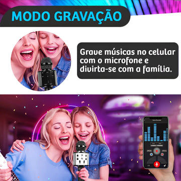 Micrófono de karaoke Bluetooth recargable inalámbrico plateado
