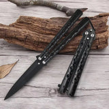 Navaja Mariposa Cuchillo Portátil Táctico Camping Filo Negro