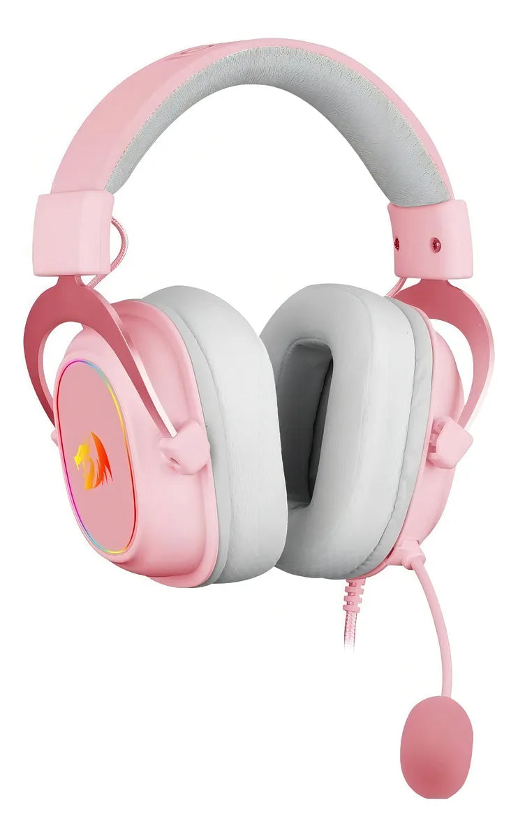 Auriculares gamer Redragon Gamer Zeus X H510-RGB rosa con luz LED