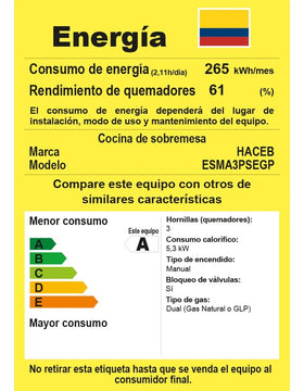 Estufa De Mesa Avellana Torre Mixta 3x1 Gp Plata Haceb Plateado