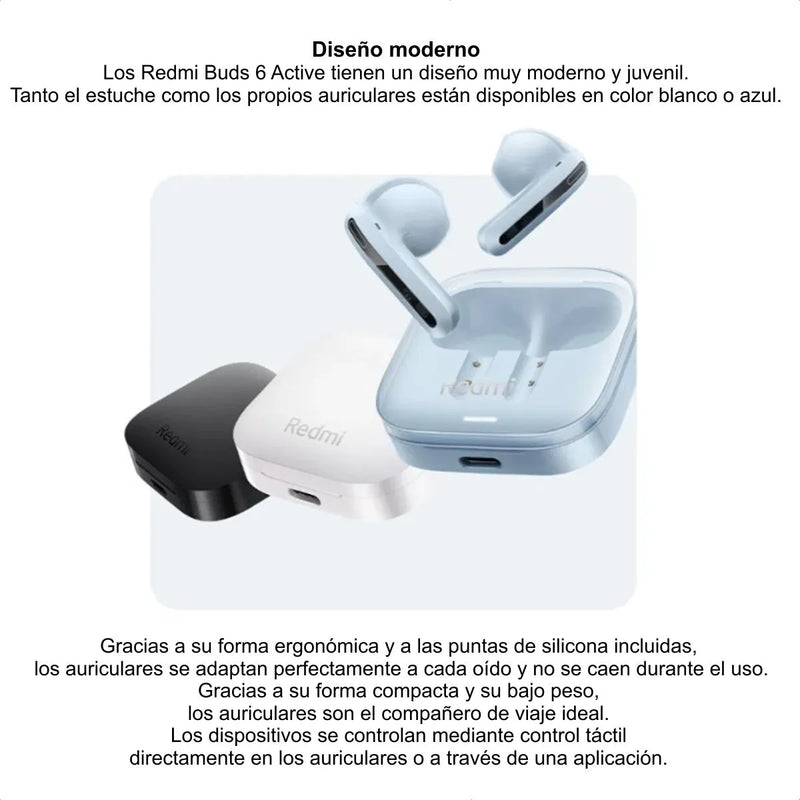 Xiaomi Redmi Buds 6 Active, Auriculares Bt Manos Libres, Wht Blanco