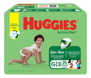 Pañal Huggies Etapa 3 Active Sec 25 Unidades Grande (g) Sin Género
