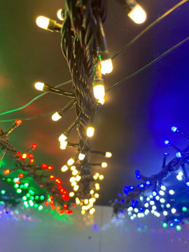 Luz Lineal Navidad Calida 7 Mts 100 Bombillos Cable Verde