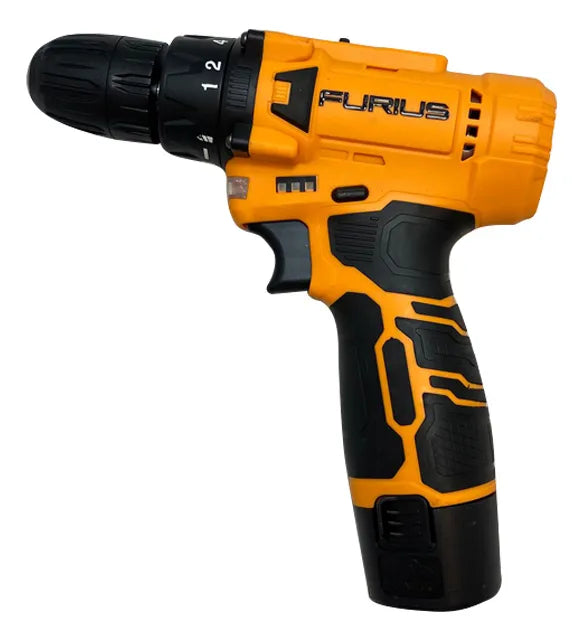 Taladro Inalambrico De 3/8 2 Vvr Furius Fcd12 Color Amarillo