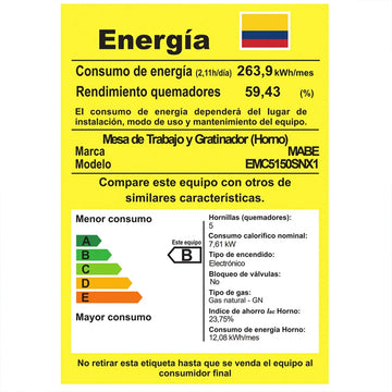Estufa De Psio A Gas 52 Cm Inox Mabe Emc5150snx1