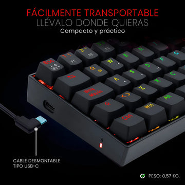 Teclado Dragonborn K630 Qwerty Red Negro Con Luz Rgb Españo Idioma Español Latinoamérica Color Del Teclado Negro