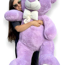 Oso De Peluche Gigante 1,60 + Moño + 3 Globos Lila