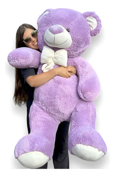 Oso De Peluche Gigante 1,60 + Moño + 3 Globos Lila