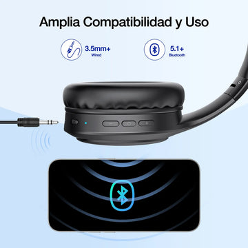 Audífonos Inalámbricos Bluetooth 1000mah Luz Rgb 1hora Negro
