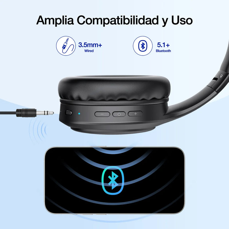 Audífonos Inalámbricos Bluetooth 1000mah Luz Rgb 1hora Negro