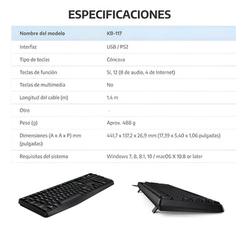 Teclado Clásico Smart Genius Alámbrico Kb-117 Negro