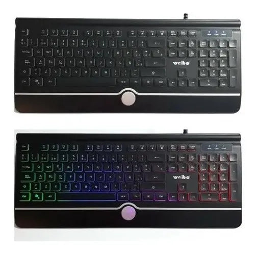 Teclado Weibo QWERTY color negro con luz RGB