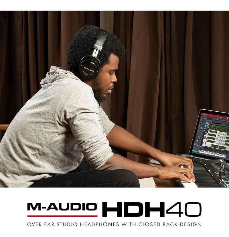 Auriculares De Monitoreo De Estudio M-audio Hdh40 Podcast Y Grabación, Diadema Flexible Y Cable De 2.7 Metros