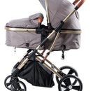 Coche Bebé Moises Plegable Ebaby Color Beige Chasis Dorado