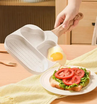 Sartén Para Huevos Fritos Forma De Corazón 3 Puestos Niños Beige