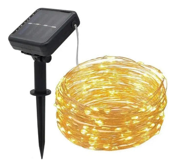 Luces Navideñas Guirnalda 12metros 100 Led Con Energía Solar Luz Cálida