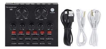 Tarjeta De Sonido V8- Mezclador De Audio,transmision En Vivo Negro