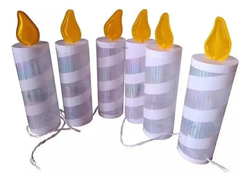 Velas Luces Led Navidad Decoración Hogar X 6 Unidades Rojas