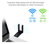 Adaptador Usb Wifi 1300 Mbps Dual 5g Y 2.4g + Bluetooth