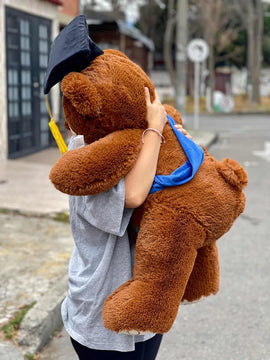 Peluche De Grado Grande 1 Metro + Moño + 3 Globos Oso De Grado