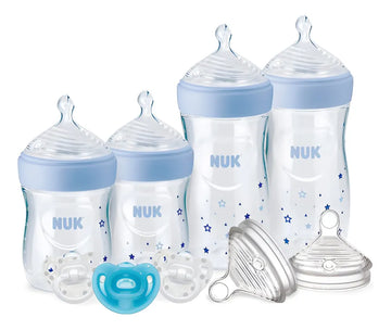 Set De Teteros Biberones Y Chupas Bebes Nuk Simply Natural Color Azul