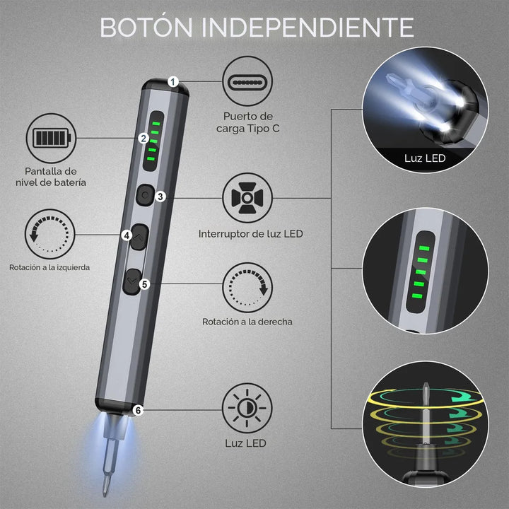 Mini Destornillador Eléctrico 3.7 V 72 En 1 Kit Portátil - 72 Gris - Frecuencia
