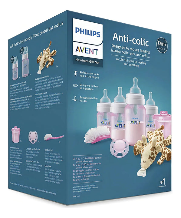 Set De Biberónes Anti-cólico Philips Avent C/peluche Rosa
