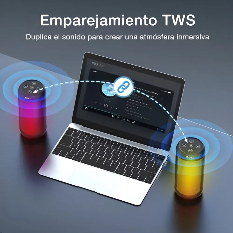 Parlante Bluetooth Portátil 1Hora BOC242 FM Bocina con Luces RGB Conectividad AUX/USB/TF Color Negro Ideal para Fiestas y Cumpleaños