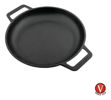 Sarten 10 D/asa (flat) De Hierro Fundido Esmaltado Victoria Color Negro