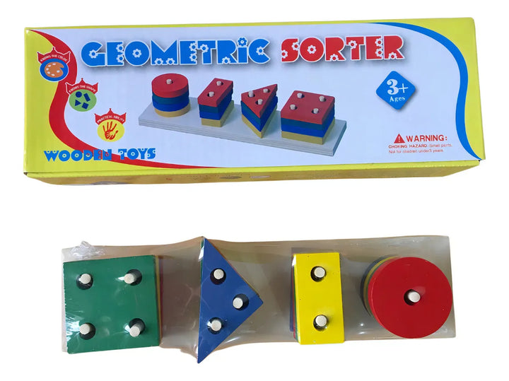 Juego Apilable Figura Geométrica Aprendizaje Montessori Madera Didácticos Niños
