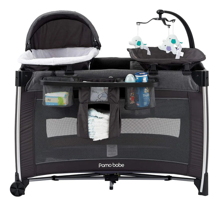 Cuna Portátil 4 En 1 Para Bebé Plegable De Viaje Gris