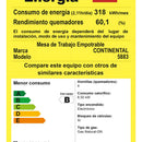 Estufa Continental Empotrar 4 Puestos Vidrio Templado 60×51 cm Gas Natural Modelo 5883