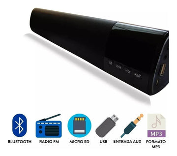 Barra Sonido Bluetooth Parlante 40cm Recargable Usb Fm Led Varios