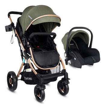 Coche Bebé Moises Travel System Gold Lx Bebesit Color Verde Musgo Chasis Dorado
