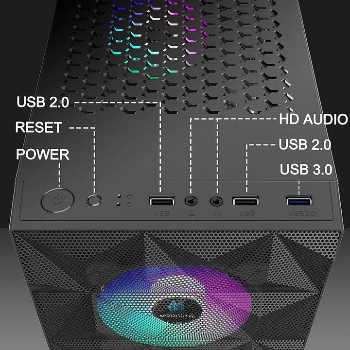 Caja De Pc Morovol Preinstalada 4 Ventiladores Rgb, Caja De