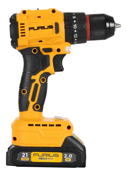 Taladro Percutor Inalamb 1/2 45nm + 2 Bate Brushless Furius Amarillo 50/60