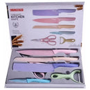 Juego De Cuchillos Set X6 Piezas Colores Pastel + Estuche Pateles