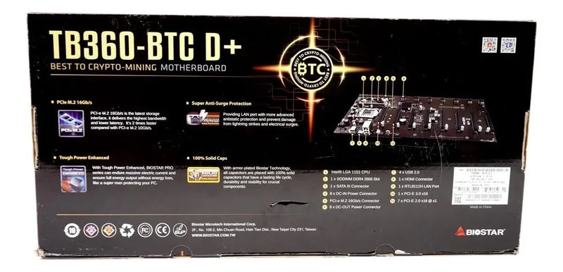 Placa Motherboard Biostar Tb360-btc D+ Lga1151 Criptomonedas Negro