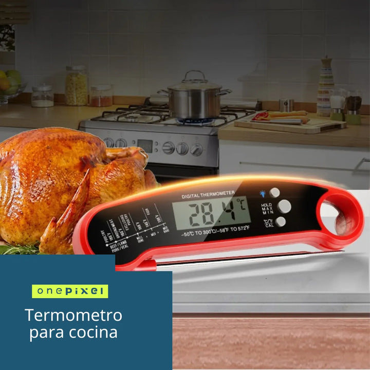 Termometro Cocina Para Carne Digital Horno Punzon Asador Rojo