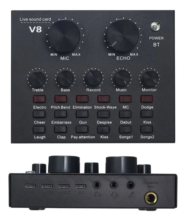 Interfaz Mezclador De Audio Externo Usb Tarjeta De Sonido V8